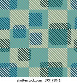 Seamless pattern. Fashionable wallpaper. Rounded squares. Striped squares. Abstract illustration. Children's textiles. Camouflage for children. Flat. Cartoon.