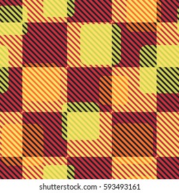 Seamless pattern. Fashionable wallpaper. Rounded squares. Striped squares. Abstract illustration. Children's textiles. Camouflage for children. Flat. Cartoon.