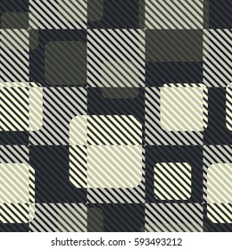Seamless pattern. Fashionable wallpaper. Rounded squares. Striped squares. Abstract illustration. Children's textiles. Camouflage for children. Flat. Cartoon.