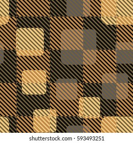 Seamless pattern. Fashionable wallpaper. Rounded squares. Striped squares. Abstract illustration. Children's textiles. Camouflage for children. Flat. Cartoon.