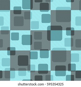 Seamless pattern. Fashionable wallpaper. Rounded squares. Striped squares. Abstract illustration. Children's textiles. Camouflage for children. Flat. Cartoon.