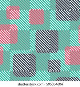 Seamless pattern. Fashionable wallpaper. Rounded squares. Striped squares. Abstract illustration. Children's textiles. Camouflage for children. Flat. Cartoon.