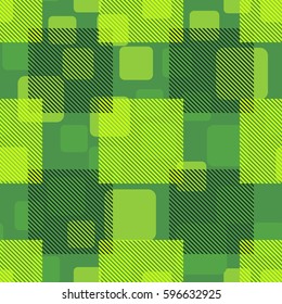 Seamless pattern. Fashionable wallpaper. Rounded squares. Striped squares. Abstract illustration. Children's textiles. Camouflage for children. Flat. Cartoon.