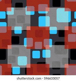 Seamless pattern. Fashionable wallpaper. Rounded squares. Striped squares. Abstract illustration. Children's textiles. Camouflage for children. Flat. Cartoon.
