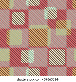 Seamless pattern. Fashionable wallpaper. Rounded squares. Striped squares. Abstract illustration. Children's textiles. Camouflage for children. Flat. Cartoon.