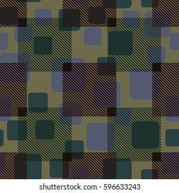 Seamless pattern. Fashionable wallpaper. Rounded squares. Striped squares. Abstract illustration. Children's textiles. Camouflage for children. Flat. Cartoon.