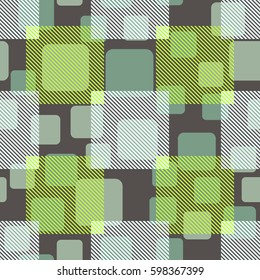 Seamless pattern. Fashionable wallpaper. Rounded squares. Striped squares. Abstract illustration. Children's textiles. Camouflage for children. Flat. Cartoon.
