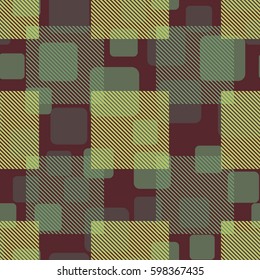Seamless pattern. Fashionable wallpaper. Rounded squares. Striped squares. Abstract illustration. Children's textiles. Camouflage for children. Flat. Cartoon.