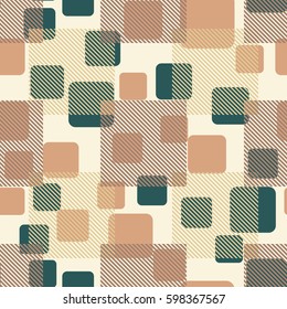 Seamless pattern. Fashionable wallpaper. Rounded squares. Striped squares. Abstract illustration. Children's textiles. Camouflage for children. Flat. Cartoon.