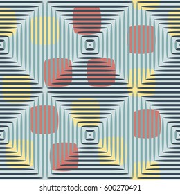 Seamless pattern. Fashionable wallpaper. Rounded squares. Striped squares. Abstract illustration. Children's textiles. Camouflage for children. Flat. Cartoon.