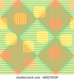 Seamless pattern. Fashionable wallpaper. Rounded squares. Striped squares. Abstract illustration. Children's textiles. Camouflage for children. Flat. Cartoon.