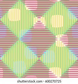 Seamless pattern. Fashionable wallpaper. Rounded squares. Striped squares. Abstract illustration. Children's textiles. Camouflage for children. Flat. Cartoon.