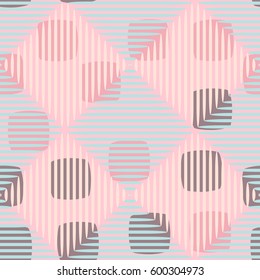 Seamless pattern. Fashionable wallpaper. Rounded squares. Striped squares. Abstract illustration. Children's textiles. Camouflage for children. Flat. Cartoon.