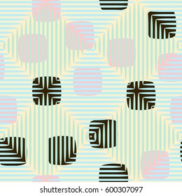 Seamless pattern. Fashionable wallpaper. Rounded squares. Striped squares. Abstract illustration. Children's textiles. Camouflage for children. Flat. Cartoon.