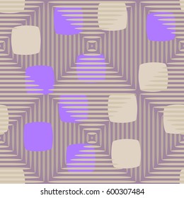 Seamless pattern. Fashionable wallpaper. Rounded squares. Striped squares. Abstract illustration. Children's textiles. Camouflage for children. Flat. Cartoon.