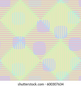 Seamless pattern. Fashionable wallpaper. Rounded squares. Striped squares. Abstract illustration. Children's textiles. Camouflage for children. Flat. Cartoon.