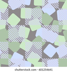 Seamless pattern. Fashionable wallpaper. Rounded squares. Striped squares. Abstract illustration. Children's textiles. Camouflage for children. Flat. Cartoon.