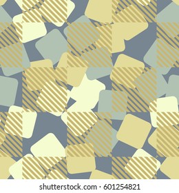 Seamless pattern. Fashionable wallpaper. Rounded squares. Striped squares. Abstract illustration. Children's textiles. Camouflage for children. Flat. Cartoon.