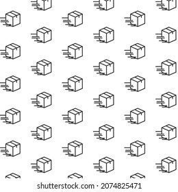 Patrón sin inconvenientes de caja rápida en fondo blanco con mini doodle (icono). Ilustración vectorial