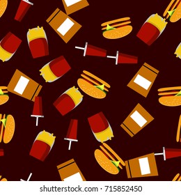 Seamless pattern with fast food