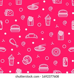 Seamless Pattern Fast Food Background Vector