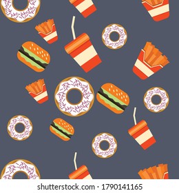 seamless pattern fast food colorfull 