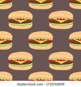 Patrón transparente de hamburguesa de comida rápida