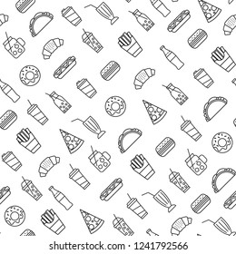 seamless pattern with fast food icons