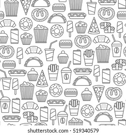 Seamless Pattern With Fast Food Icons