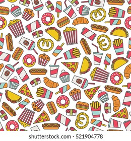 seamless pattern with fast food icons