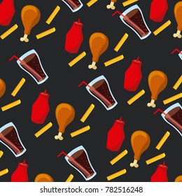 seamless pattern fast food unhealthy