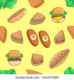 Seamless pattern of fast food vector illustration 