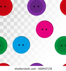 Seamless pattern Fasteners for clothing loops in a circle buttons a transparent background