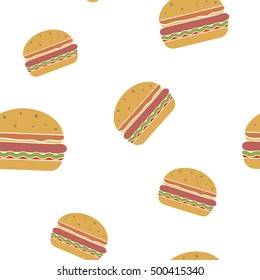 Seamless pattern with fastfood icons for your design