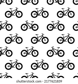 Seamless pattern with fatbikes. Mountain bike background.