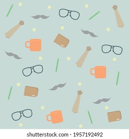 Seamless pattern of fathers day. set icons on blue background