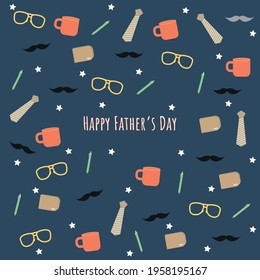 Seamless pattern of fathers day. set icons on navy background