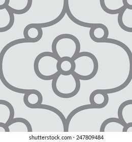 Seamless Pattern Faux Weave Stylized Flower and Ogee Ornament