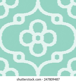 Seamless Pattern Faux Weave Stylized Flower and Ogee Ornament