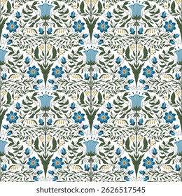 Seamless pattern with fawn flowers. Delicate flowers intertwine to create an enchanting seamless pattern filled with life.