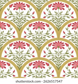 Seamless pattern with fawn flowers. Delicate flowers intertwine to create an enchanting seamless pattern filled with life.