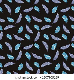 Seamless pattern feather abstract isolated decoration. Boho rustic style. Vector illustration.