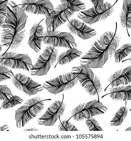 Seamless pattern with feathers