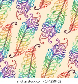 Seamless pattern with feathers