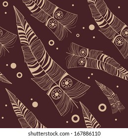 Seamless pattern with feathers