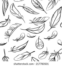 Seamless pattern with feathers 