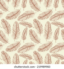 Seamless pattern with feathers.