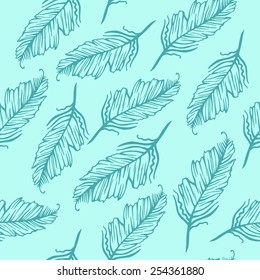 Seamless pattern of feathers
