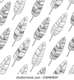 Seamless pattern with feathers.