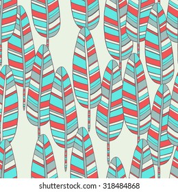 Seamless pattern with feathers.